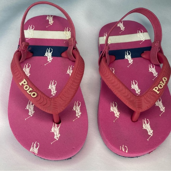 Toddler Girls Shoes Sandals Lot, Sz 4T, Size 4 Polo Flip flops, 4W Stride rite - Picture 8 of 9